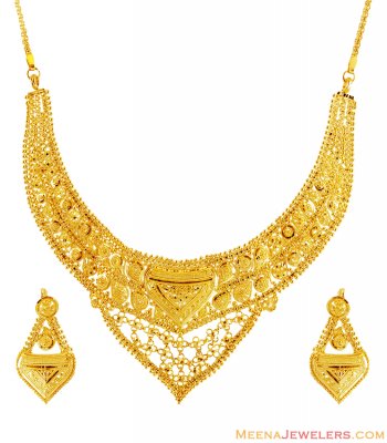 22K Yellow Gold Necklace Set ( 22 Kt Gold Sets )