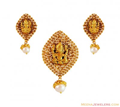 22K Laxmi Devi Pendant Set ( Antique Pendant Sets )