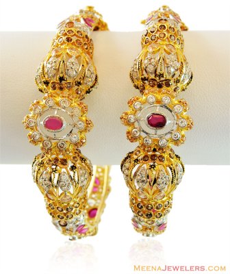 22K Exclusive Antique Kadas (1PC) ( Precious Stone Bangles )