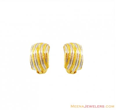 22K Gold Two Tone Clip On Earring ( Clip On Earrings )