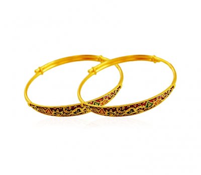 Fancy Meenakari Gold Baby Kadas ( Baby Bangles )