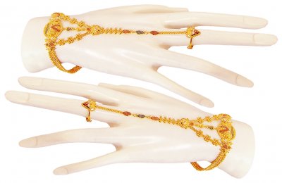 22K 3Tone 1 Ring Fancy  Panja(2Pc) ( Ladies Bracelets )