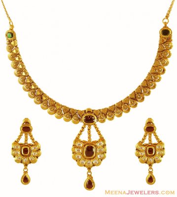 22k Gold Antique Set ( Antique Necklace Sets )