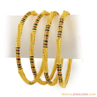 22K Meenakari Pipe Bangles ( Set of Bangles )