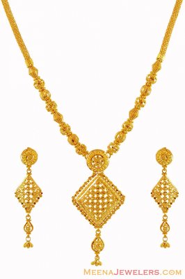 22K Gold Filigree Necklace Set ( 22 Kt Gold Sets )