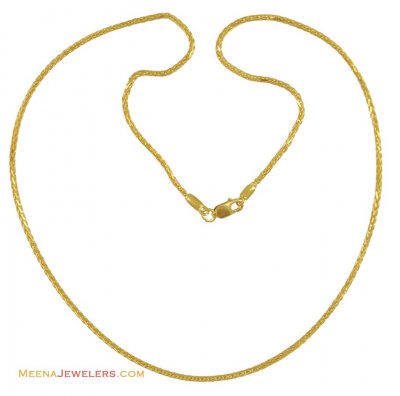 22K Round Foxtail Chain (16 Inches) ( Plain Gold Chains )