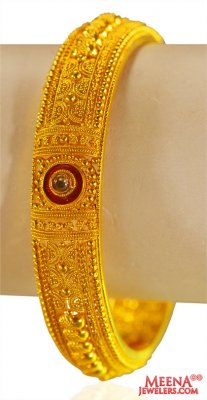 22Kt Gold Antique Kada 1 pc ( Precious Stone Bangles )