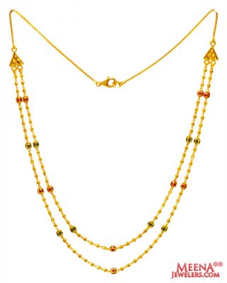 22K Gold Meenakari Layered Chain ( 22Kt Gold Fancy Chains )