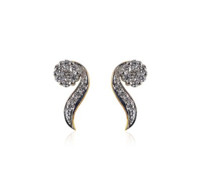 18K Gold Diamond Earring for Ladies ( Diamond Earrings )