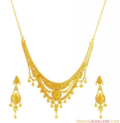 22K Indian Traditional Necklace Set ( 22 Kt Gold Sets )