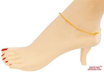 22Kt Gold Two Tone Anklet (1 pc) ( Gold Anklets )