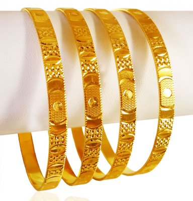 22kt Gold Machine Bangles (4 Pc) ( Set of Bangles )