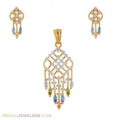 22Kt Gold Fancy Pendant Set ( Fancy Pendant Set )