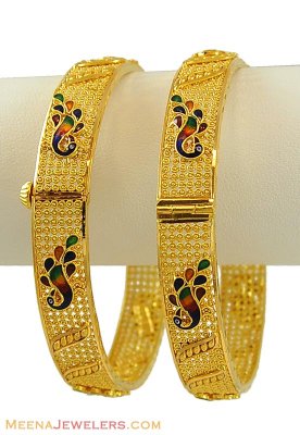 Gold Peacock Bangles (22 Karat) ( Kadas )