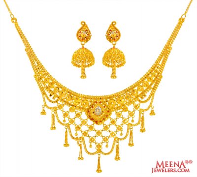 22Kt Gold Necklace Earring Set ( 22 Kt Gold Sets )