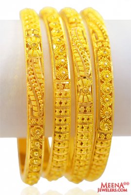 22KT Gold Bangles Set (4 PCs) ( Set of Bangles )