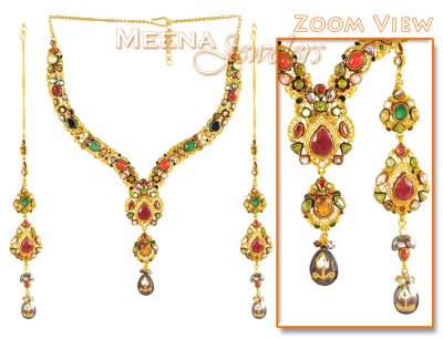 22K Antique Necklace Set ( Antique Necklace Sets )