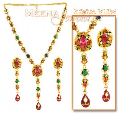 22K Gold Antique Necklace Set ( Antique Necklace Sets )