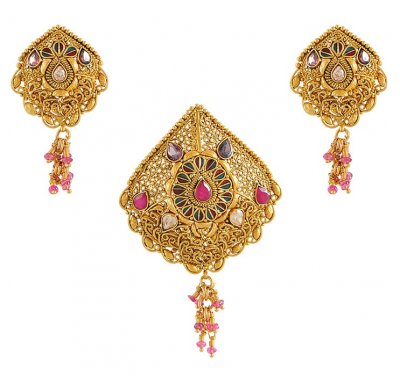 22Kt Gold Pendant Set ( Antique Pendant Sets )