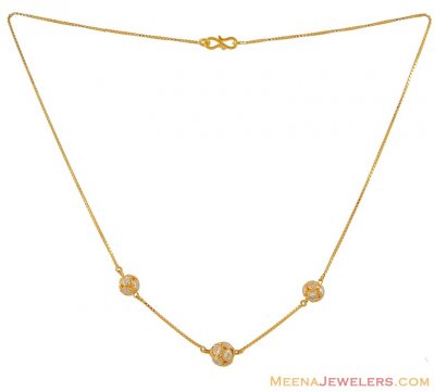 22kt Gold Chain with CZ ( Necklace with Stones )