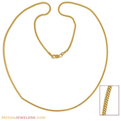 22K Yellow Gold Thin Chain(18 Inch) ( Plain Gold Chains )