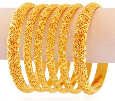 6 PCs 22K Gold Bangles Set ( Set of Bangles )