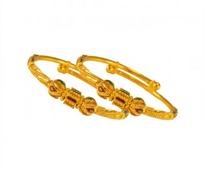 22 Karat Gold Meenakari Kids Kada ( Baby Bangles )