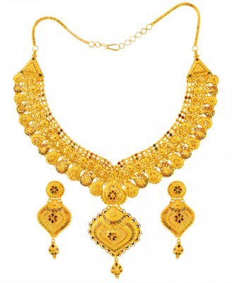 22K Gold Meenakari Necklace Set ( 22 Kt Gold Sets )