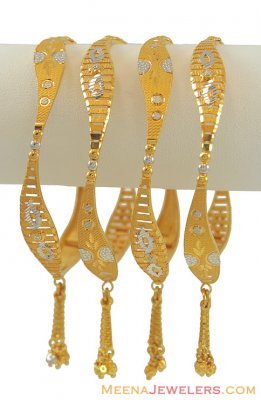 22K Gold Fancy Bangles ( Set of Bangles )