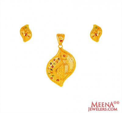 Meenakari 22K Gold Pendant set ( Gold Pendant Sets )