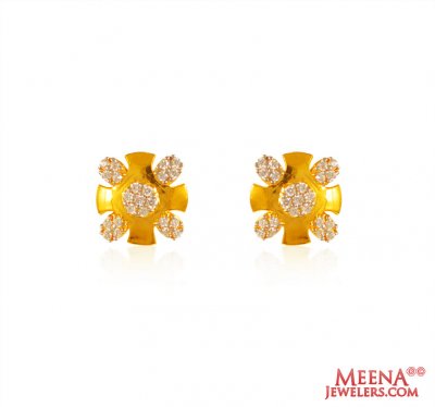 22Kt Gold Cross CZ Tops ( Signity Earrings )