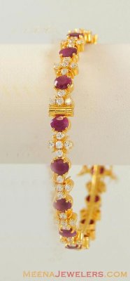 22K Ruby and CZ Bangles ( Precious Stone Bangles )