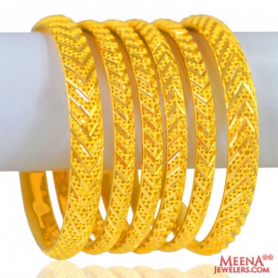 22K Gold Bangles Set of 6 ( Set of Bangles )