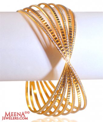 22Kt Gold Fancy Two Tone Bangle (1 pc) ( Two Tone Bangles )