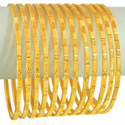 22k Gold Bangles Set (12 pcs) ( Set of Bangles )