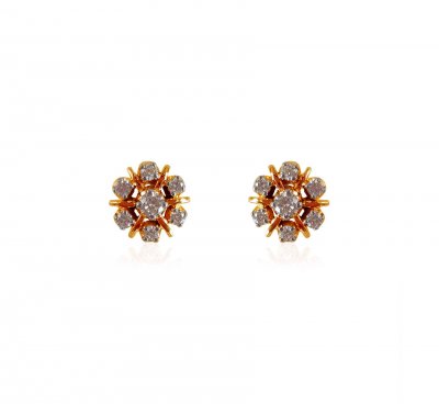 18K Yellow Gold Diamond Earrings ( Diamond Earrings )