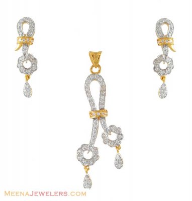 22kt Gold Pendant And Earring Set ( Fancy Pendant Set )