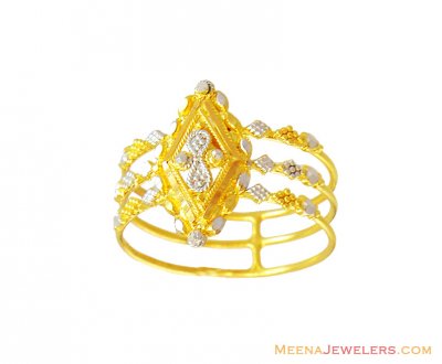 22K Two Tone Fancy Ring  ( Ladies Gold Ring )