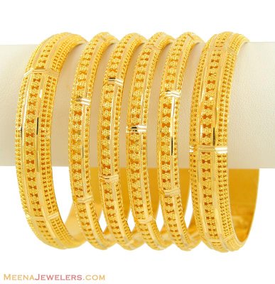 22kt Yellow Gold Bangles  ( Set of Bangles )