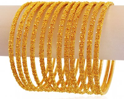 Gold Filigree Bangles Set (6Pcs) ( Set of Bangles )