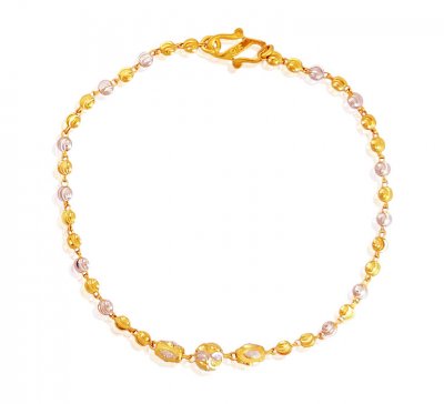 22K Gold Balls Two Tone Bracelet ( Ladies Bracelets )