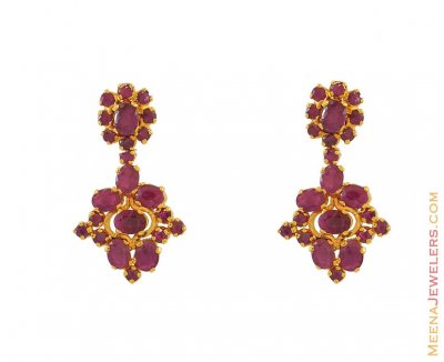 Ruby Gold Earring  ( Precious Stone Earrings )