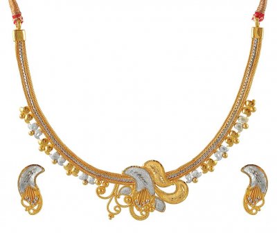 Fancy 2 Tone Necklace Set ( 22 Kt Gold Sets )