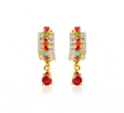 22kt Gold Precious Stone Earring ( Precious Stone Earrings )