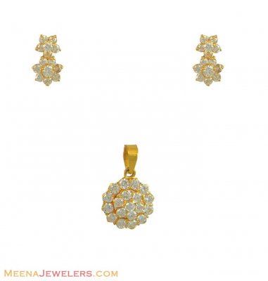 22k CZ Pendant Set ( Fancy Pendant Set )