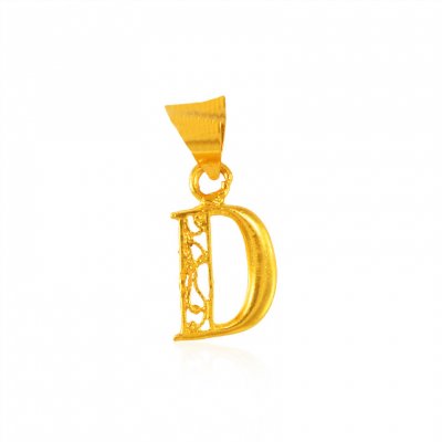 22Kt Gold Initial (D) Pendant ( Initial Pendants )