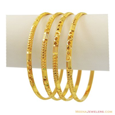 22K Gold Bangles (4 Pcs) ( Set of Bangles )