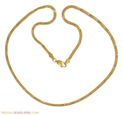 22K Gold Two Tone Chain  ( Plain Gold Chains )