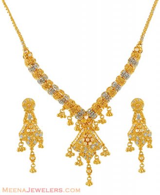 Fancy two tone Necklace set ( 22 Kt Gold Sets )