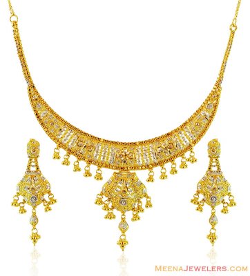 22k Two Tone Necklace Set ( 22 Kt Gold Sets )